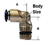 Nickel Plated Brass Push In Fixed Male Elbow Diagram